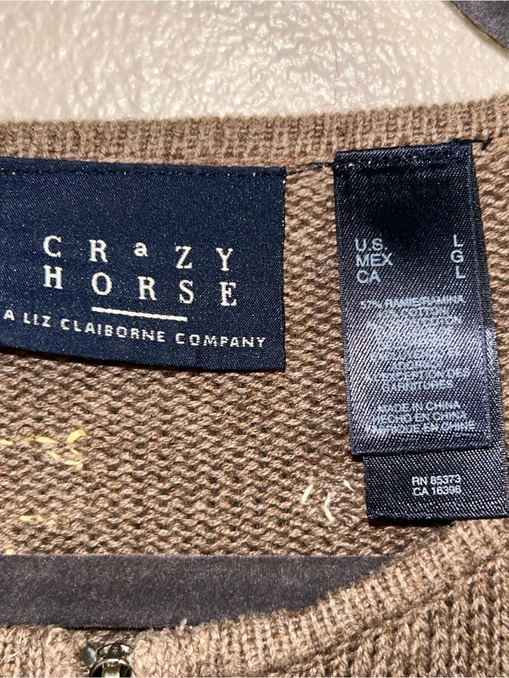 Liz Claiborne Brown Zip-Front Cardigan with Dog Appliqués - Picture 3 of 3